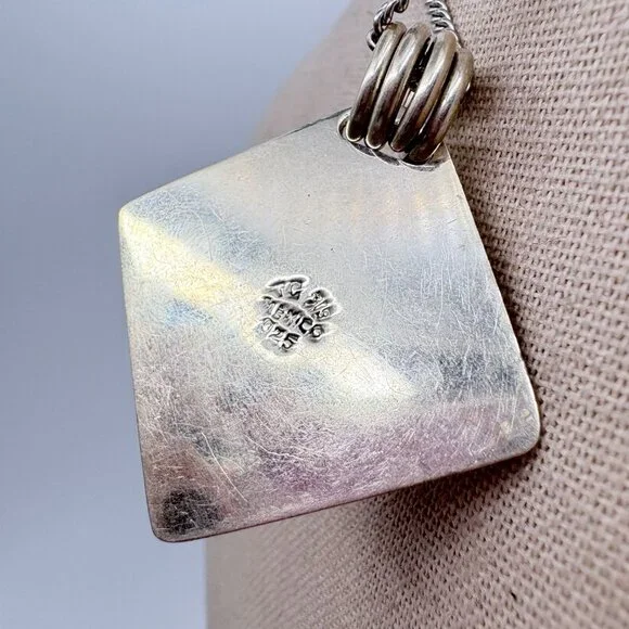 Jasper Bezel Set Pendant Necklace VTG Sterling Silver 925 Size 24 Length